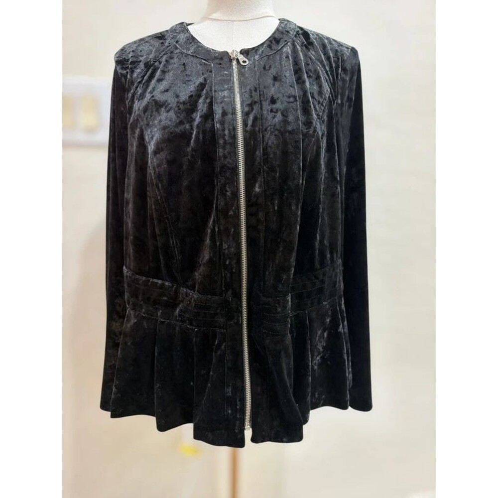 INC Black Velvet Peplum Jacket 1X Gothic Romantic Goth Whimsigoth NWT